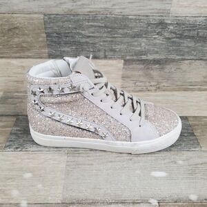 Vintage Havana Hailey High Womens Shoes Sz 7.5 Pink Glitter Side-Zip Sneakers